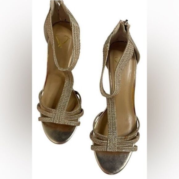 Elegant Gold Heels, Size 7 - Picture 1 of 7